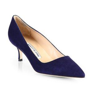 NEW Manolo Blahnik BB 50mm Suede Pumps - Navy Size 7 US / 37 IT - Never Worn